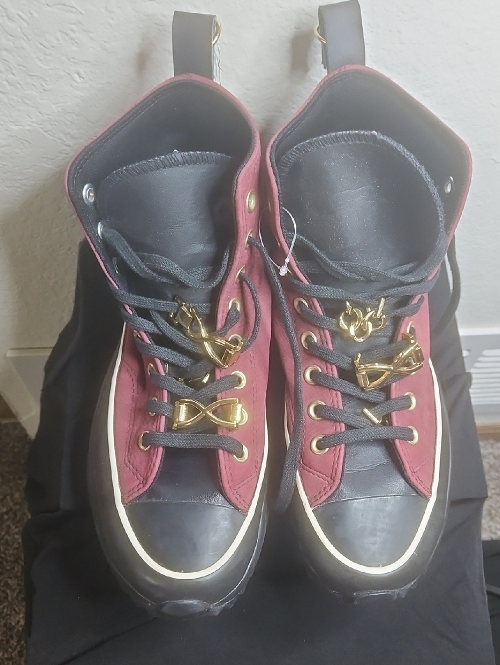 Converse Black and Burgundy Women's High-Top Sneakers